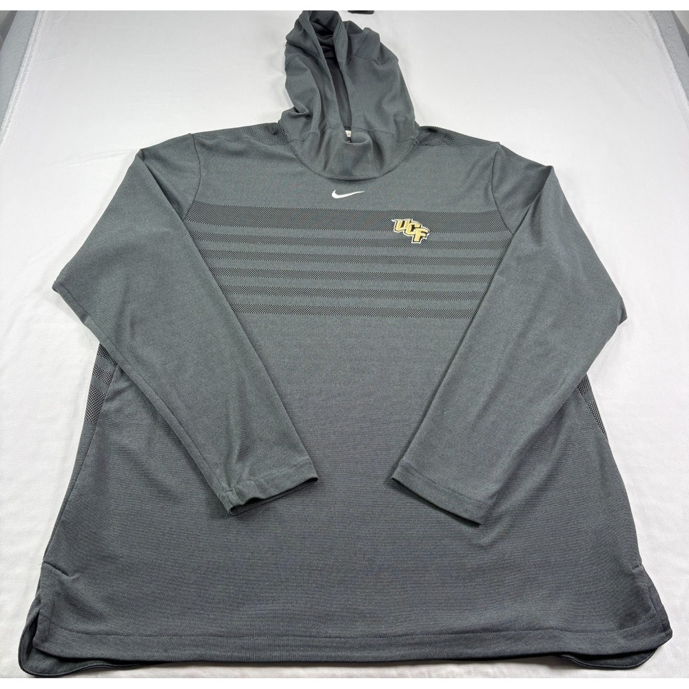 UCF Knights Hoodie Mens 2XL Gray Nike Dri Fit Player Issued‎ Pullover NCAA